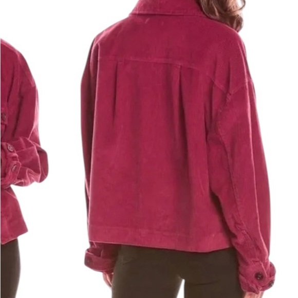 Avec Les Filles Anthro Cropped Corduroy Jacket S Shacket coat Raspberry pink Red - Picture 4 of 14